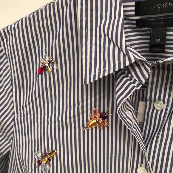 🚫SOLD🚫 NWT J. Crew Perfect Blue Striped Shirt - Picture 6 of 8